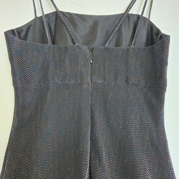 Vtg 80s Nadine Metallic Shimmering Chevron Gown, Black, Juniors 5, Style 1133 - Picture 7 of 16